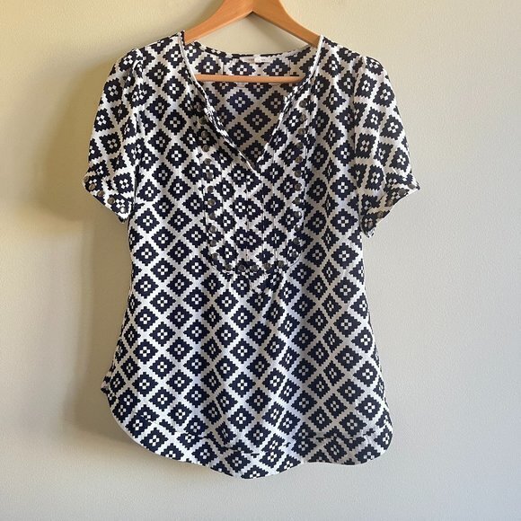 41 Hawthorn Stitch Fix Moni‎ Studded Top Short Sleeve Blouse Mosaic Print Size M - Picture 1 of 5